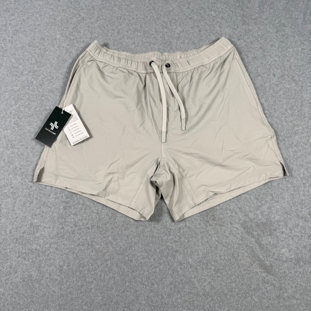 Men's Athletic Shorts - Light Beige Drawstring Performance
